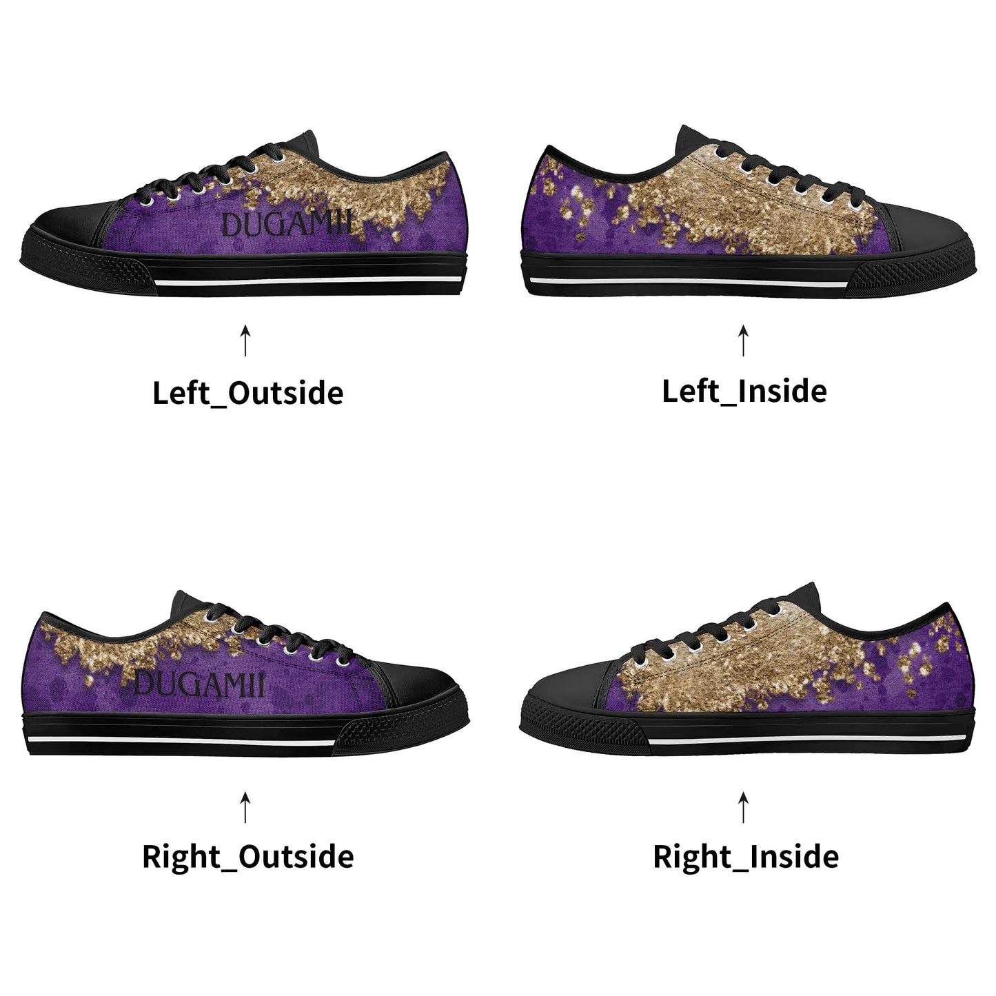 Womens Dugamii Lightweight Low Top Purple And Gold Canvas Shoes