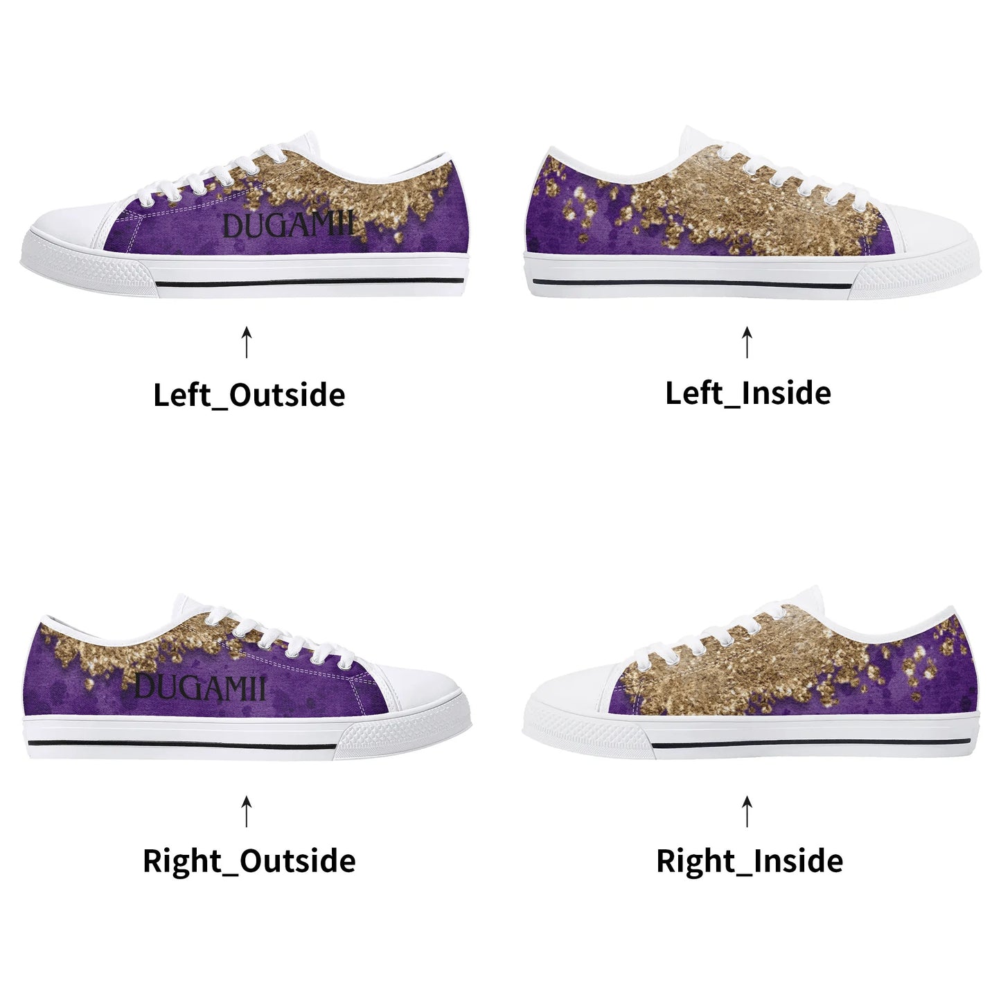 Womens Dugamii Lightweight Low Top Purple And Gold Canvas Shoes