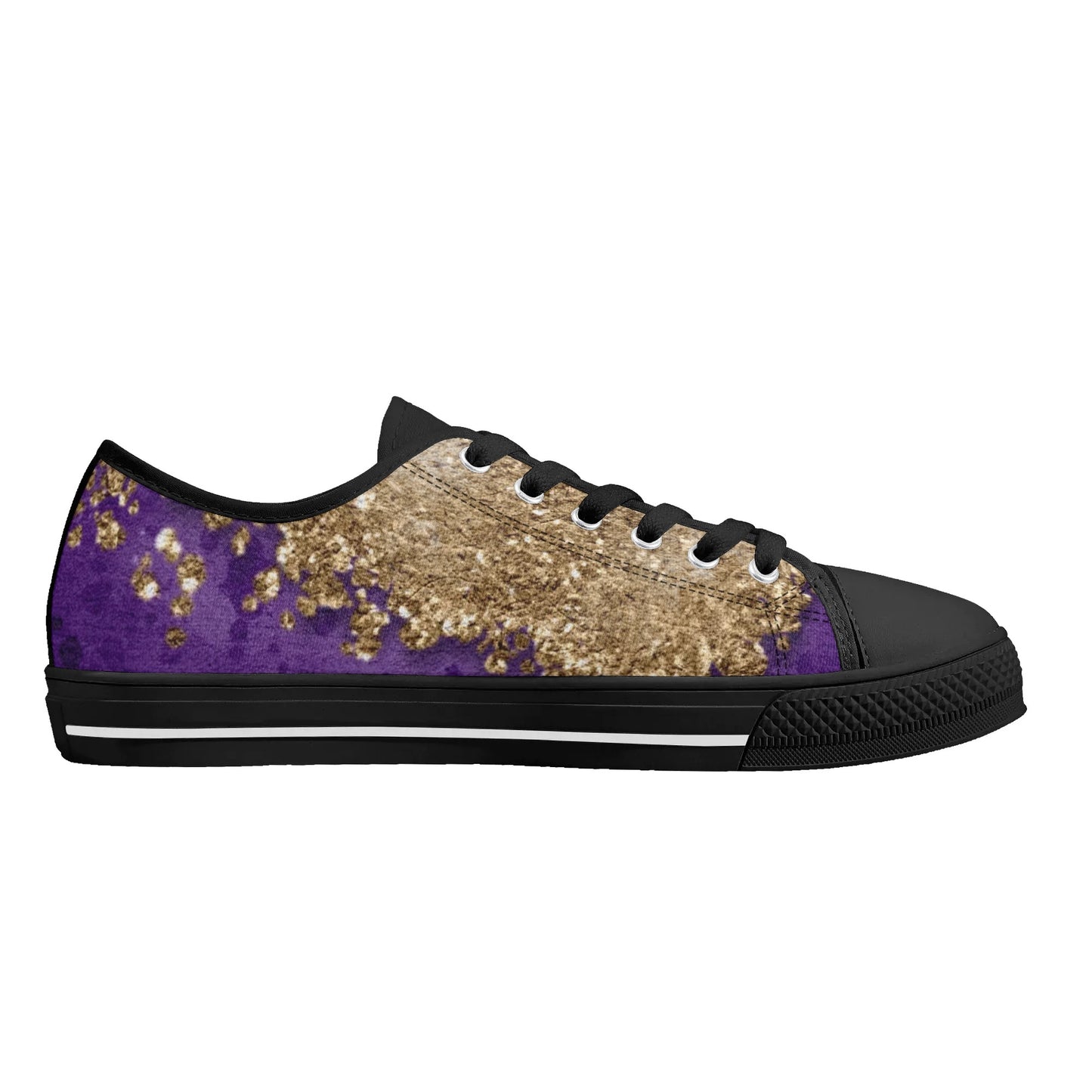 Womens Dugamii Lightweight Low Top Purple And Gold Canvas Shoes