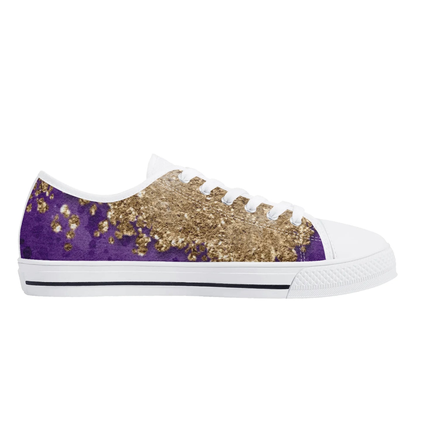 Womens Dugamii Lightweight Low Top Purple And Gold Canvas Shoes