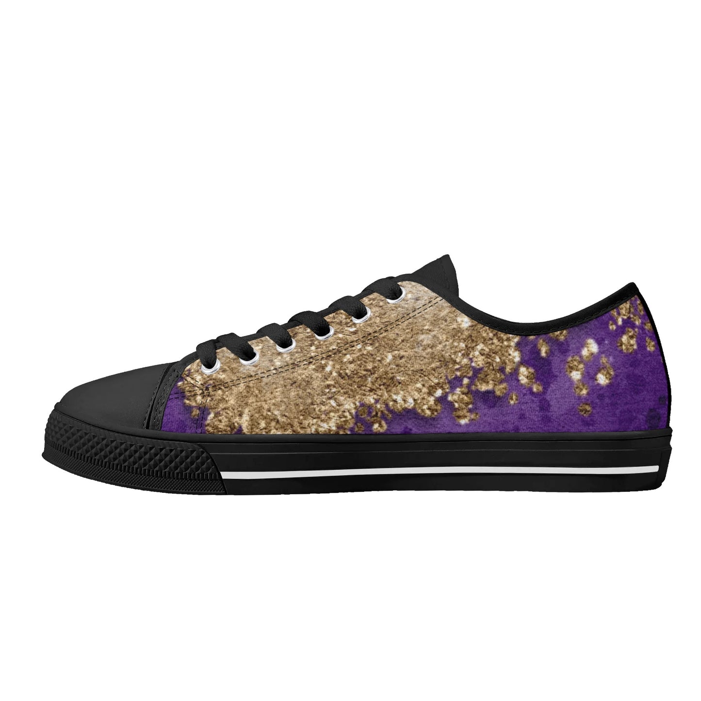 Womens Dugamii Lightweight Low Top Purple And Gold Canvas Shoes