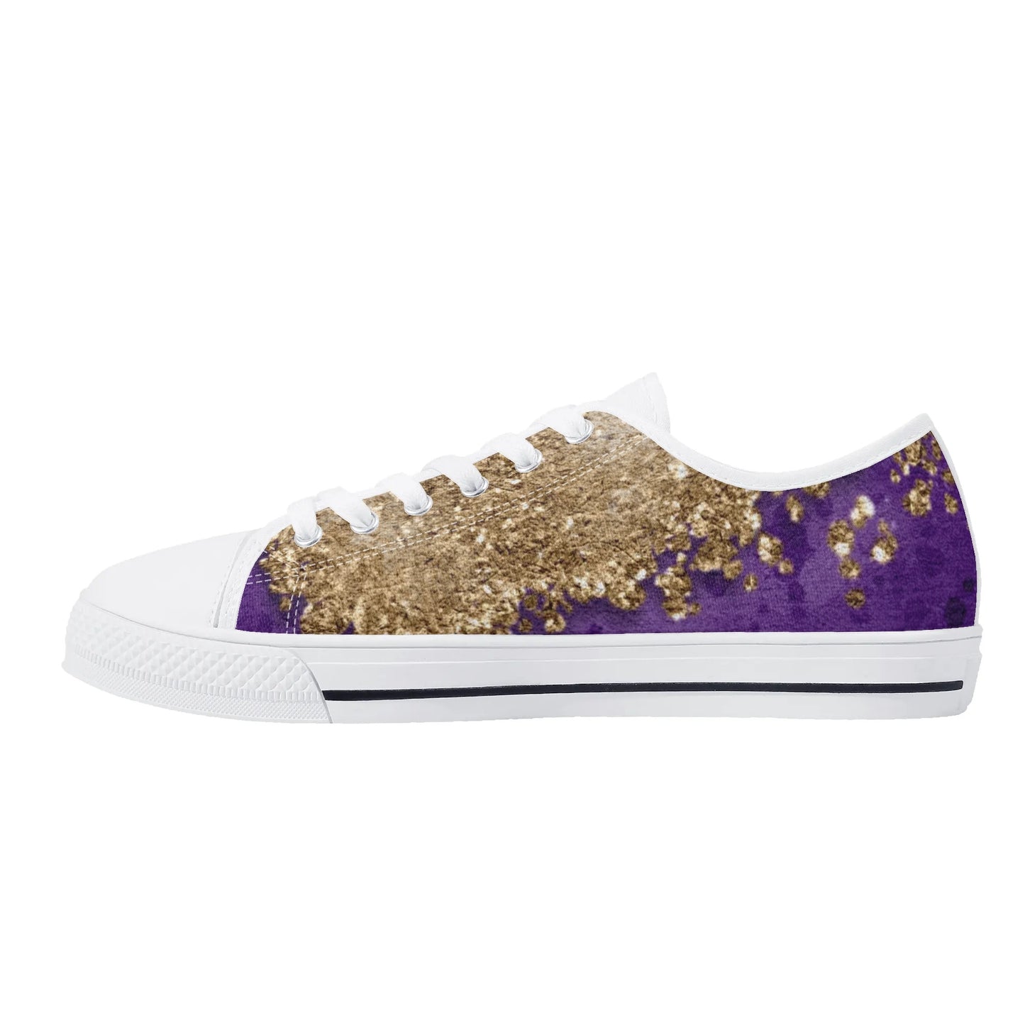 Womens Dugamii Lightweight Low Top Purple And Gold Canvas Shoes