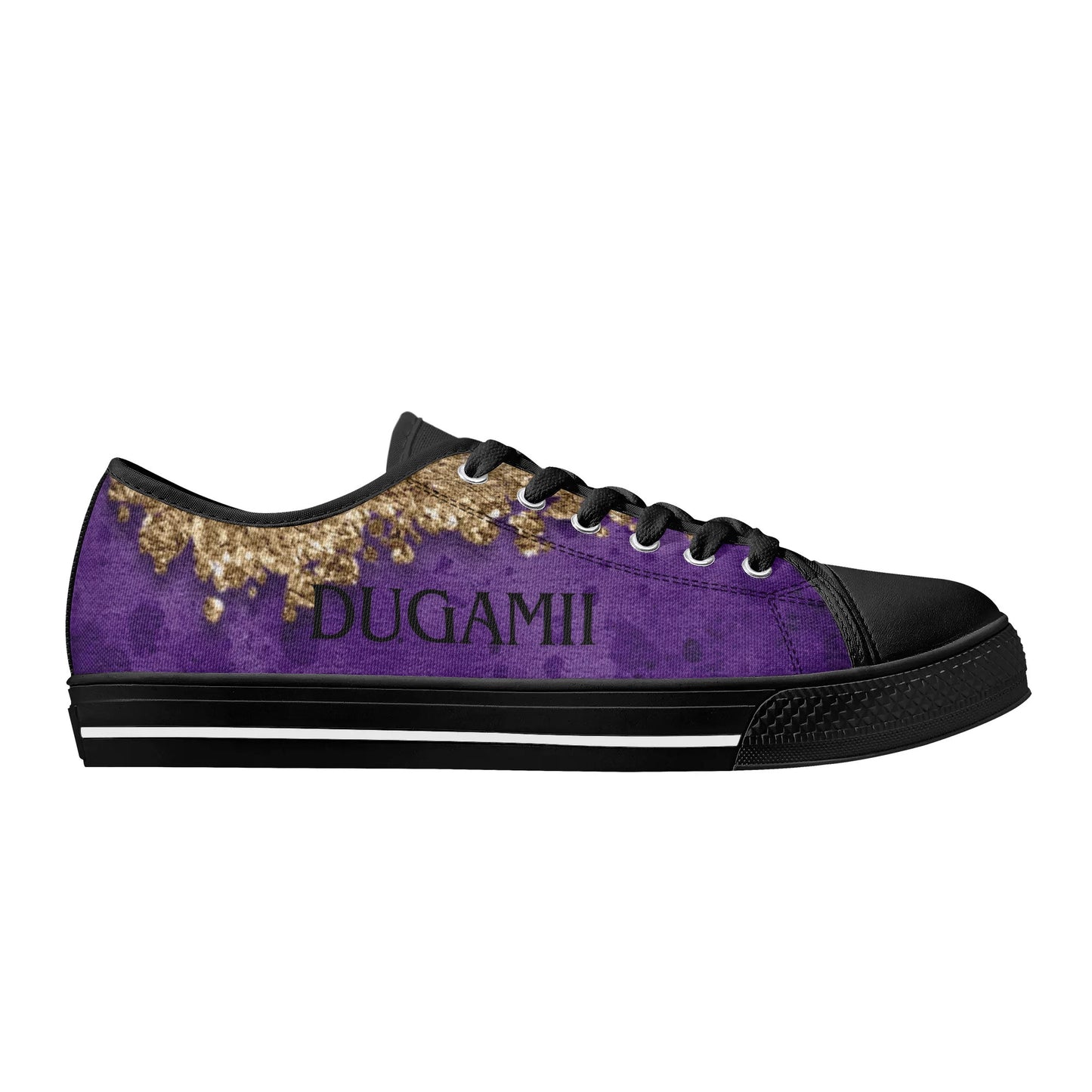 Womens Dugamii Lightweight Low Top Purple And Gold Canvas Shoes