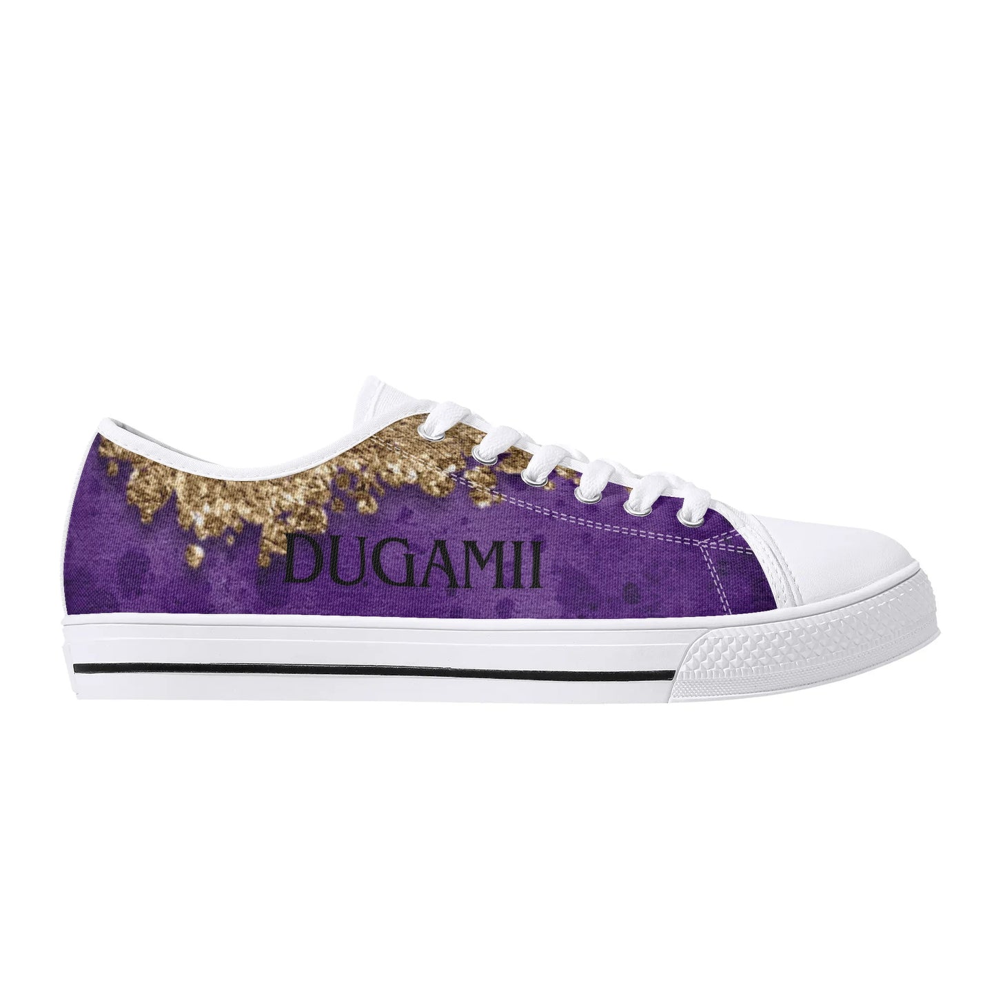 Womens Dugamii Lightweight Low Top Purple And Gold Canvas Shoes