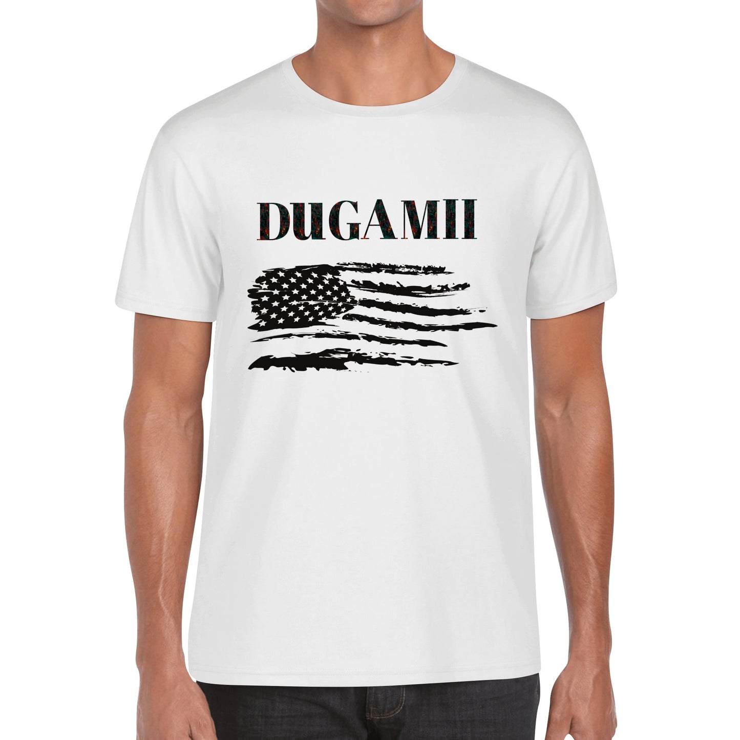 DuGamii Unisex American Flag Print Short Sleeve T-Shirt