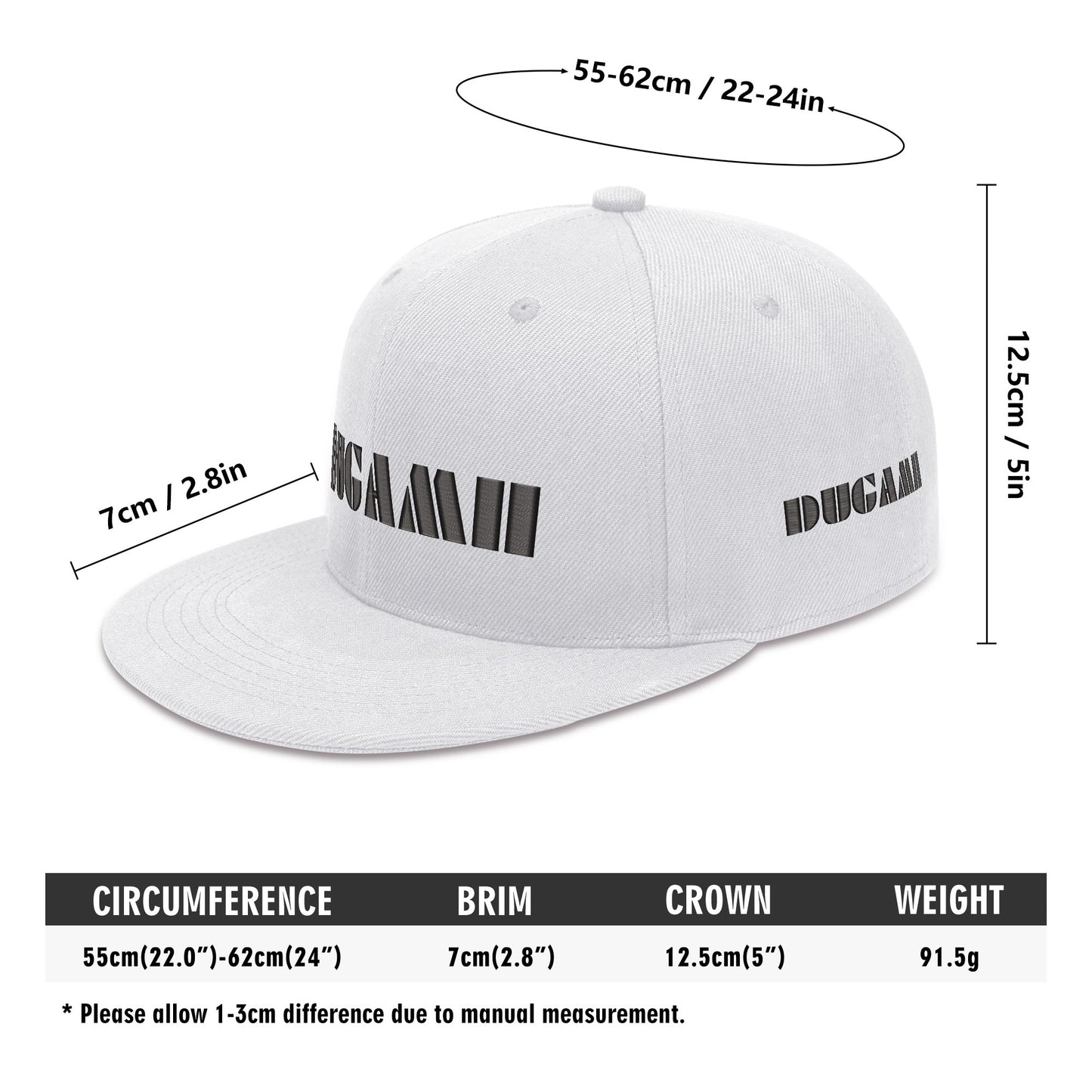 DuGamii Classic White Snapback Hat