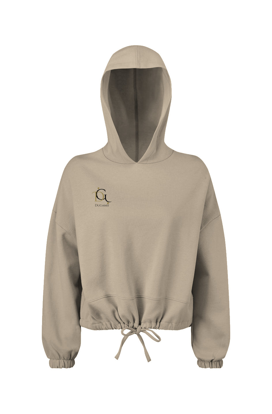 Women's DuGamii Cropped Oversize Nude Color Hooded Sweatshirt