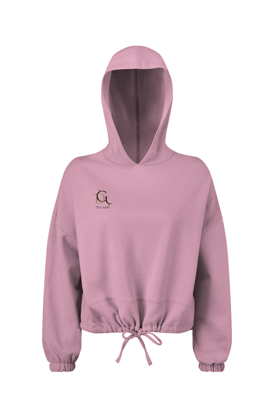 Women's DuGamii Cropped Oversize Light Pink Hooded Sweatshirt