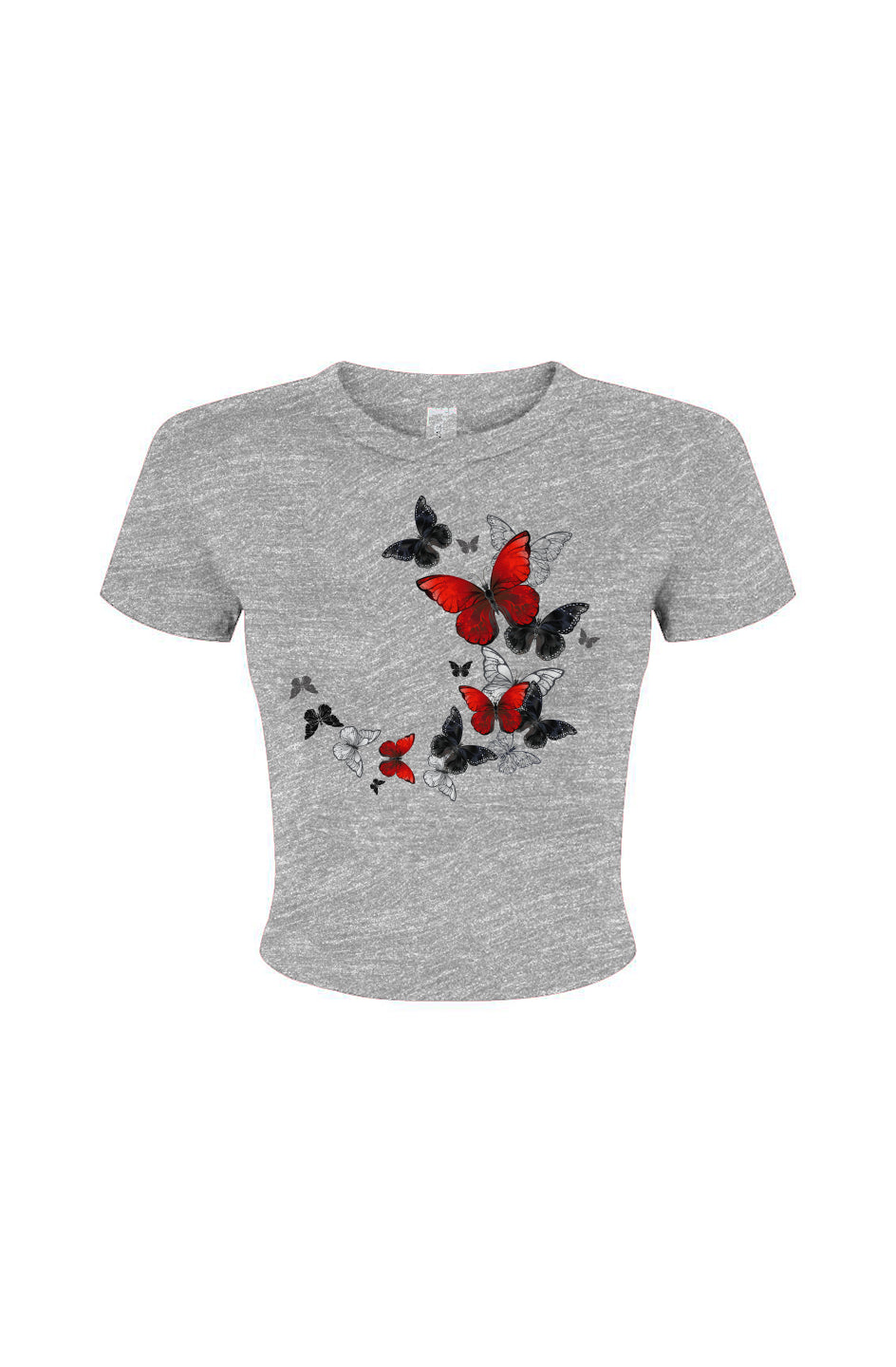 Women's DuGamii "Colorful Butterfly" Rib Grey Tee