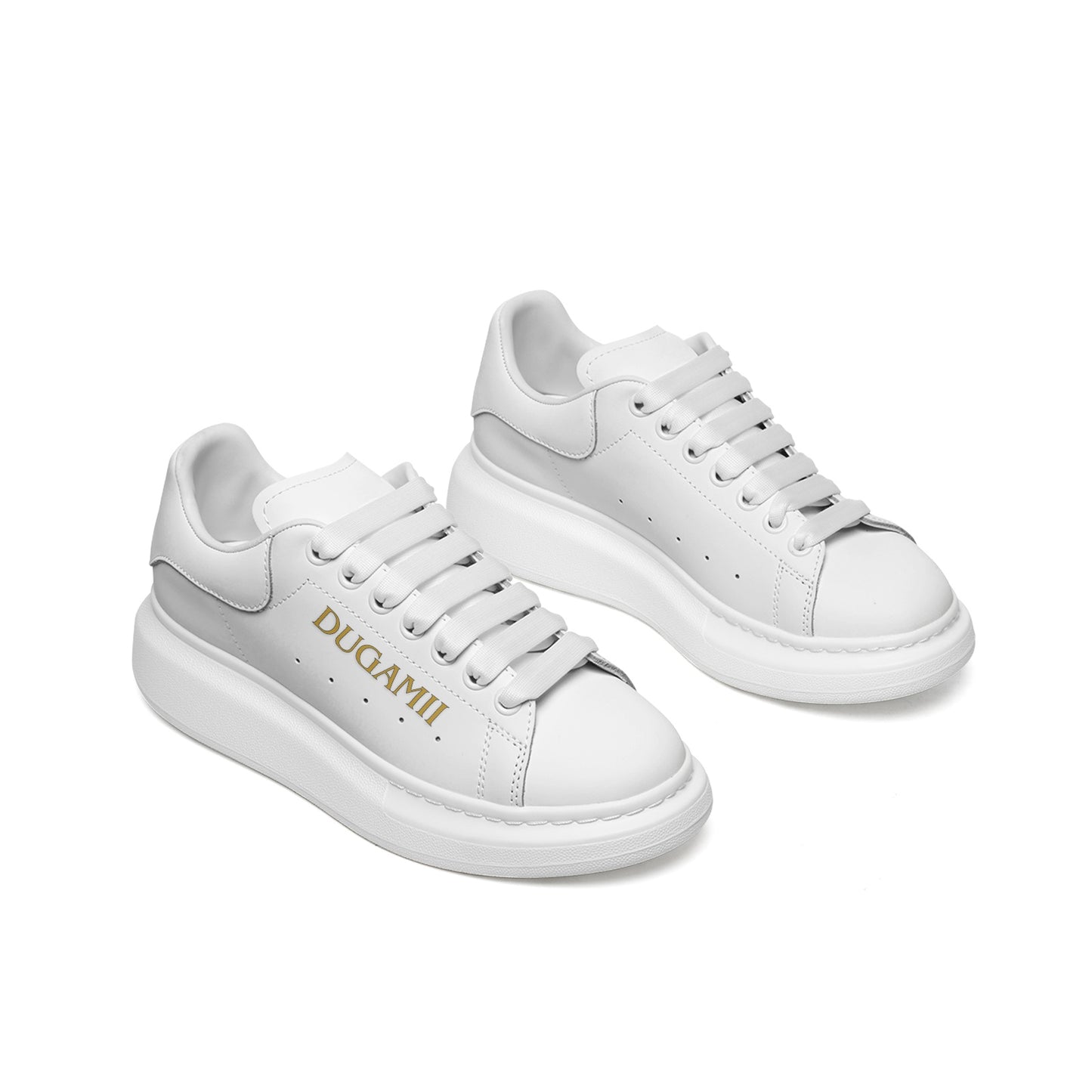 DuGamii Unisex Non-Slip Lace Up Leather Sneakers