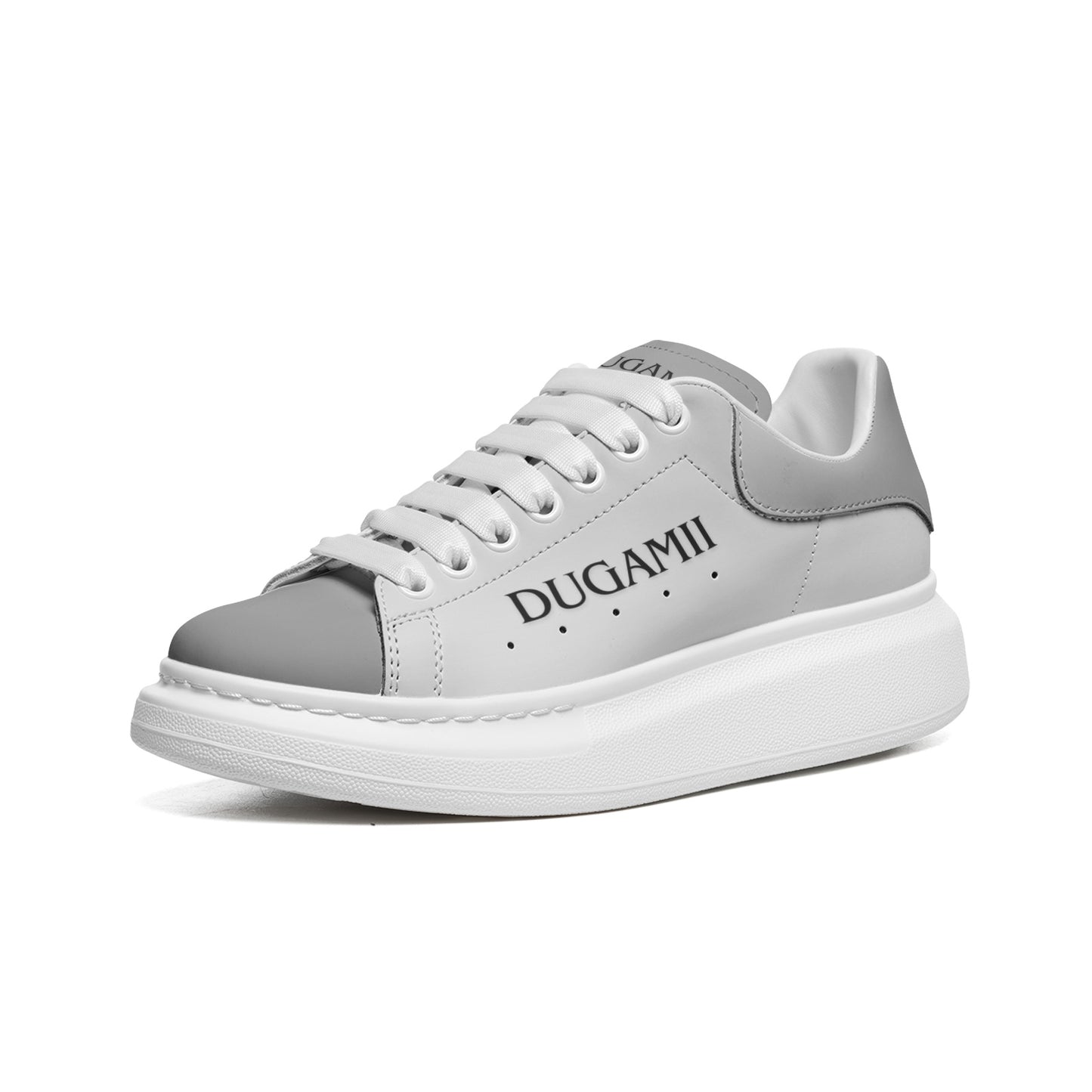 Dugamii Unisex Leather Sneakers "The Grey Skies"