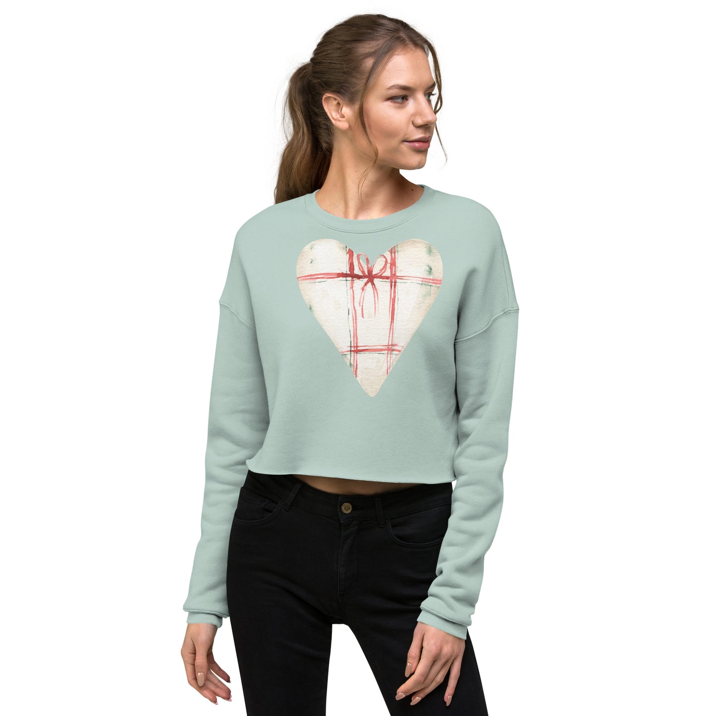 DuGamii Pink Gift Heart Design Cropped Sweatshirt